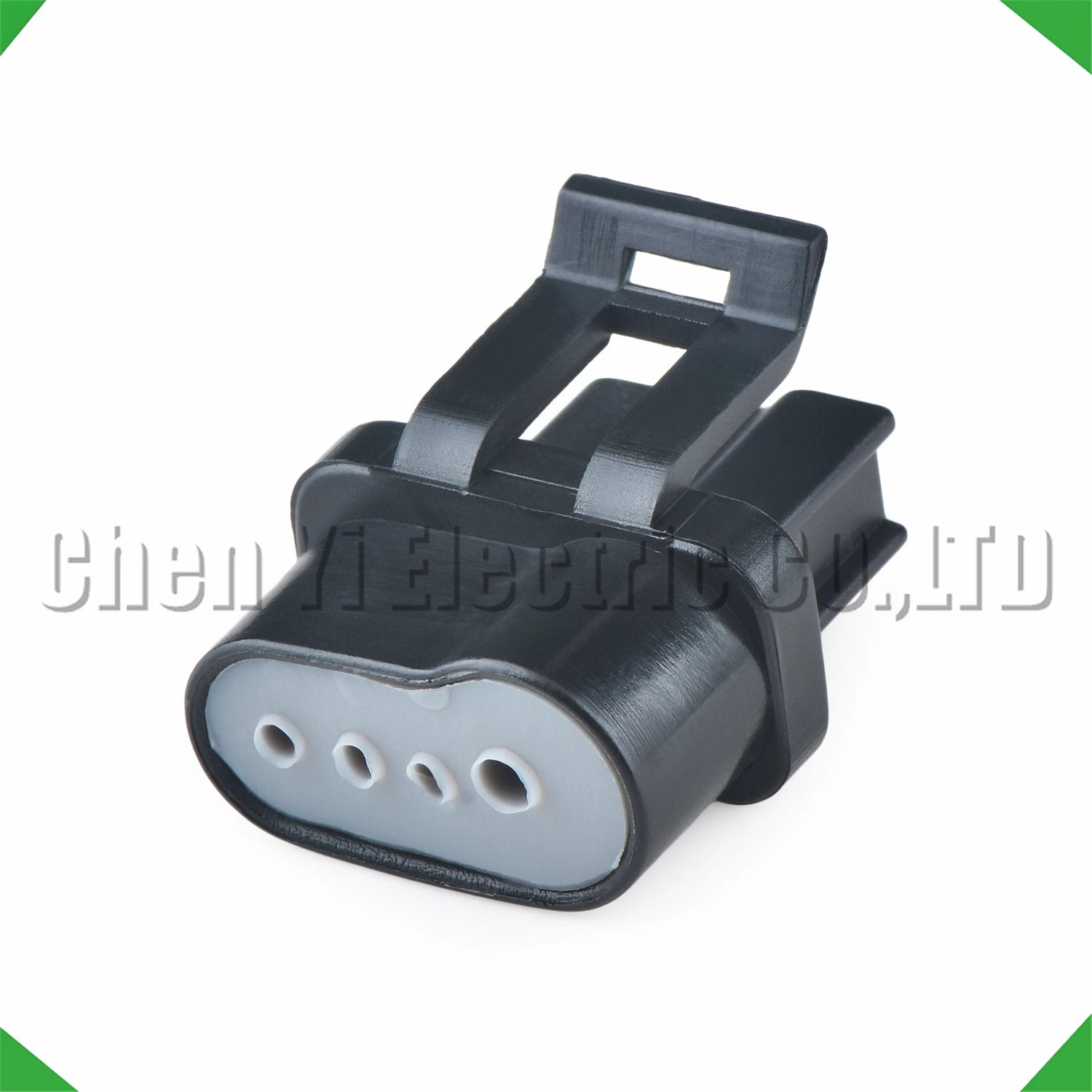 Close-up of 4 pin wire harness plug for water tank electronic fan, Chevrolet Buick automotive connector