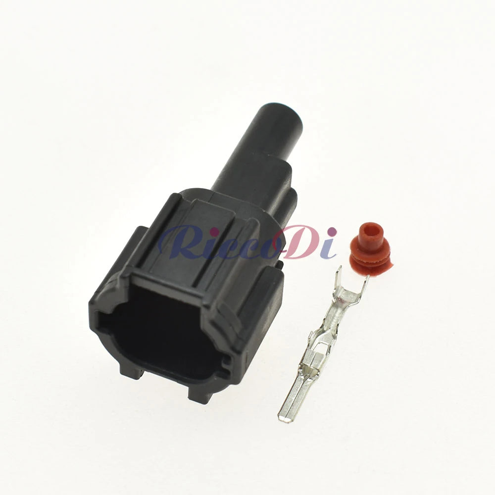 Waterproof automotive connector with robust sealing structure for air conditioner compressor pump wiring