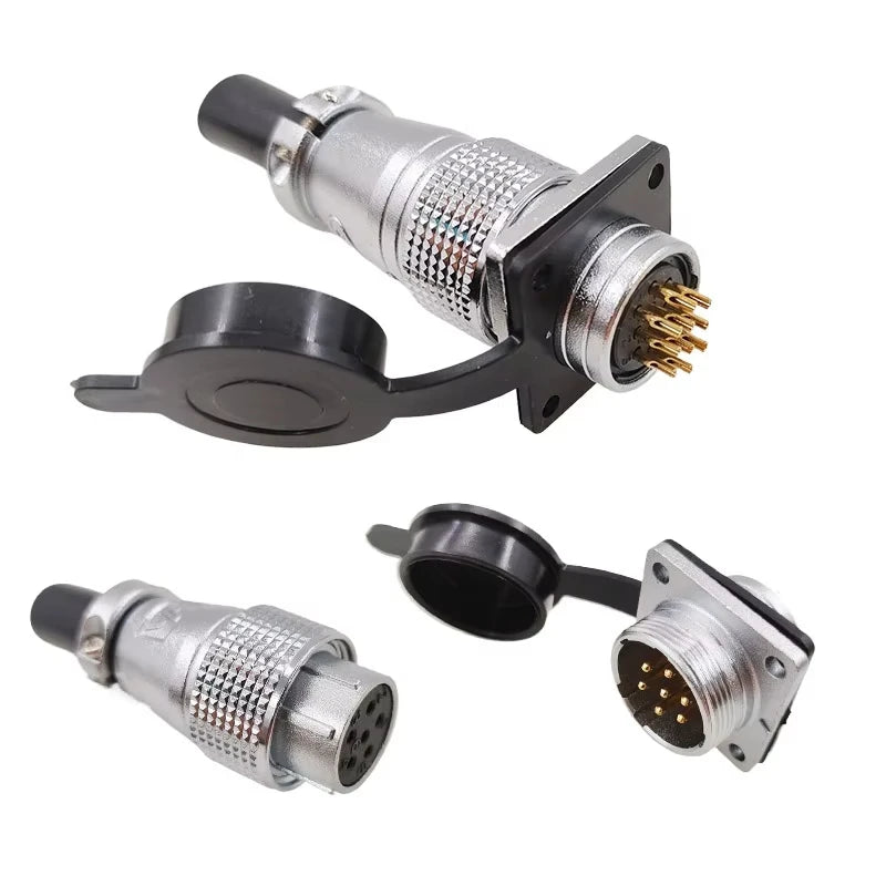 PLS20 WS20 TP20 aviation connector used in industrial applications, waterproof IP67, metal shell, 2-12 pin