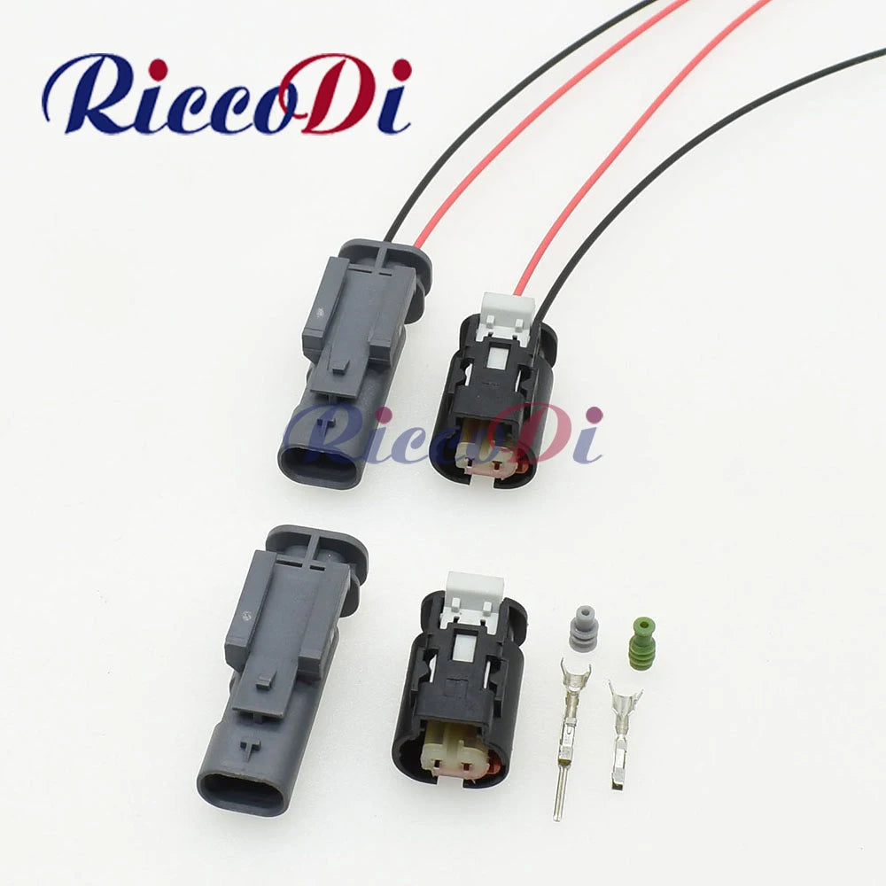 Overview of 2P automotive waterproof cable connector with 094 male plug for wire harness applications