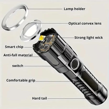 Waterproof LED flashlight for camping and hiking