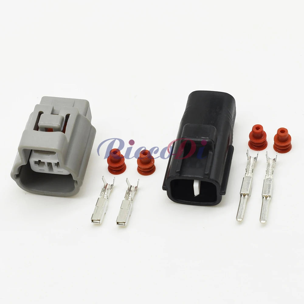 Close-up of automotive waterproof wire connector showing secure male and female interface