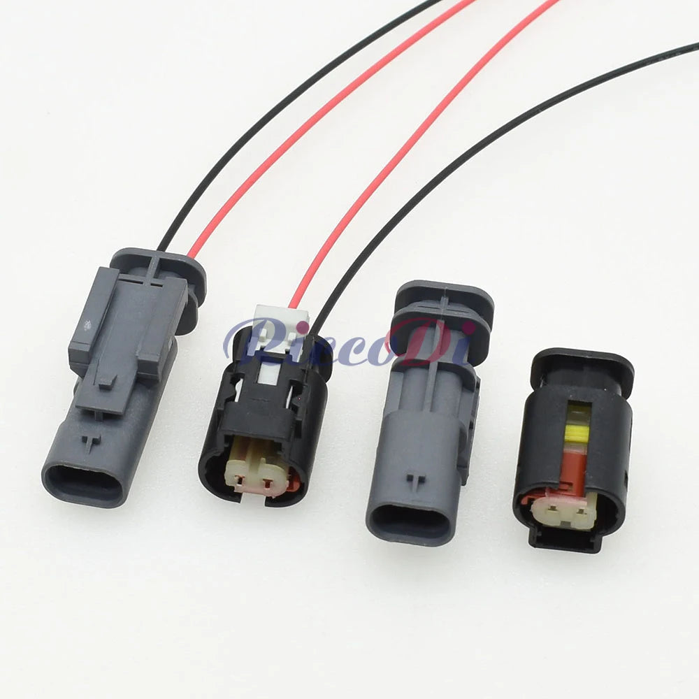 2P waterproof automotive connector featuring secure locking mechanism for vibration resistance