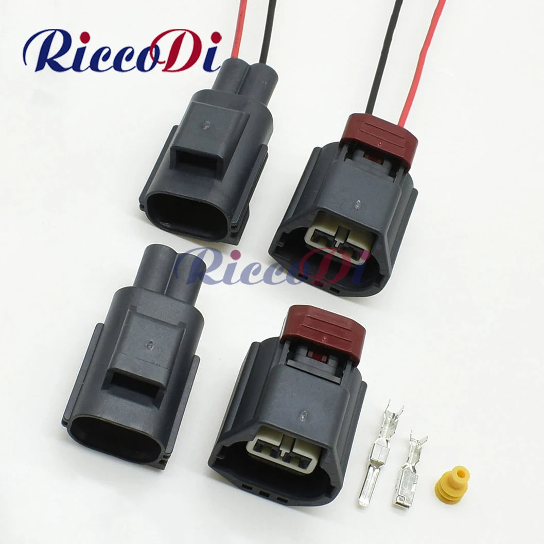 2 pin waterproof automotive electrical connector socket with pins and seals for secure vehicle wiring