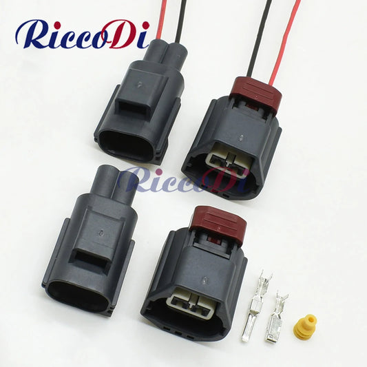 2 pin waterproof automotive electrical connector socket with pins and seals for secure vehicle wiring