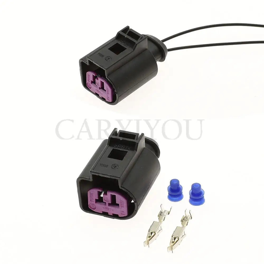 Front view of 2 pin female waterproof automotive engine speaker connector plug