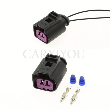Front view of 2 pin female waterproof automotive engine speaker connector plug