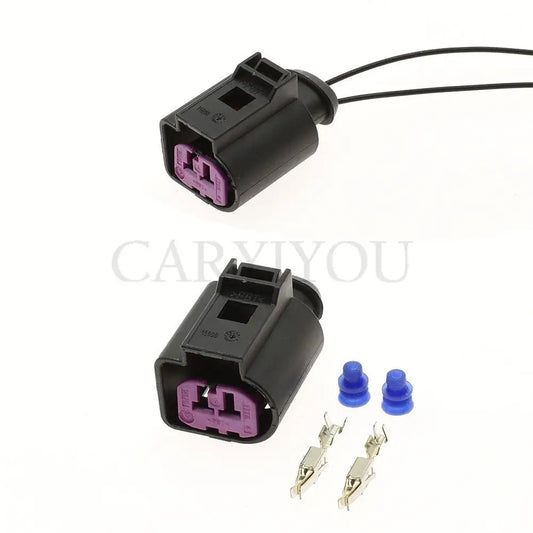Front view of 2 pin female waterproof automotive engine speaker connector plug
