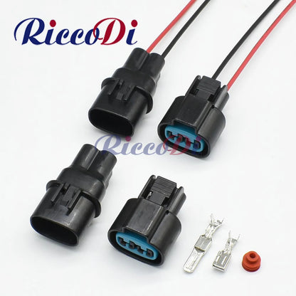 Front view of 2 pin waterproof automotive connector for cooling fan water tank wiring