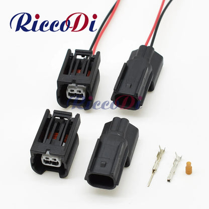 Front view of waterproof 2 pin automotive fog and reverse light connector plug socket