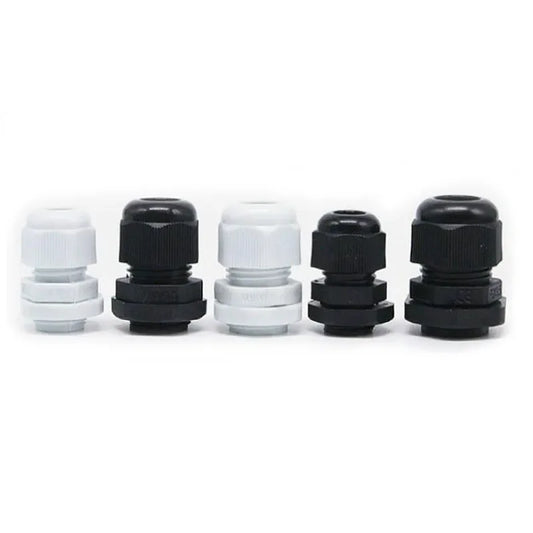 Waterproof cable connectors PG7 to PG20, nylon black and white, IP68 wire connector