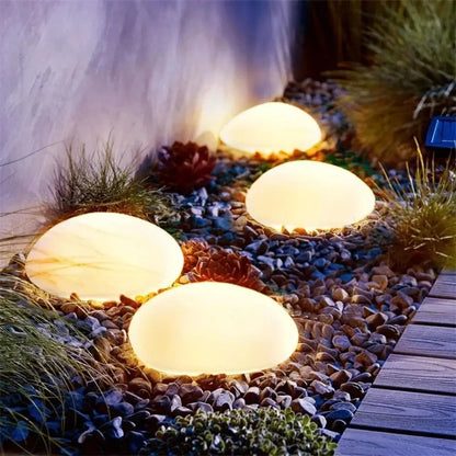 Waterproof solar garden lantern pebble light