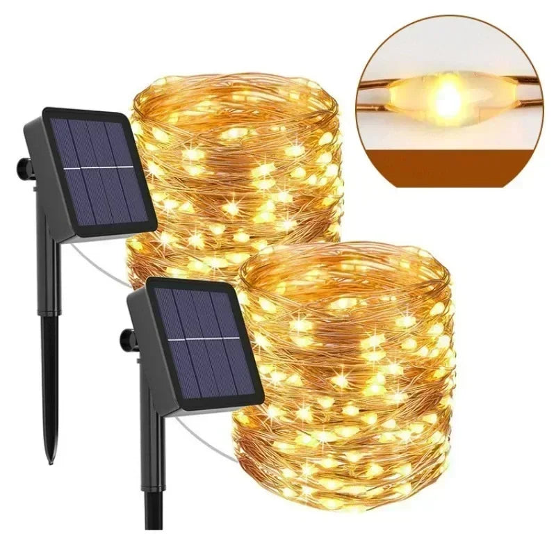 Waterproof solar garland string lights for outdoor decoration
