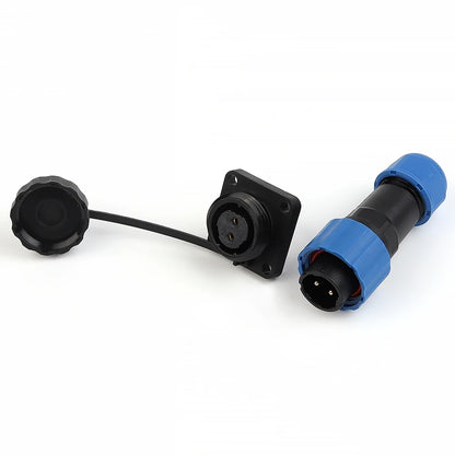 Waterproof SP16 connector for aviation and industrial electrical wiring, male and female types