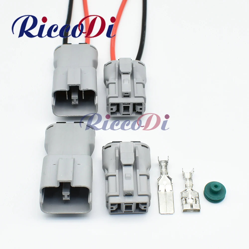 2 pin 9.5mm automotive waterproof wire harness connector in grey for reliable vehicle wiring