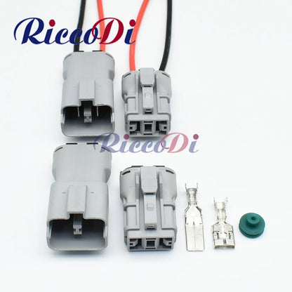 2 pin 9.5mm automotive waterproof wire harness connector in grey for reliable vehicle wiring