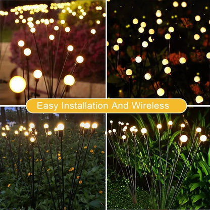 Solar-powered garden lights with 6/8/10 LEDs, firefly effect, ideal for lawn, wedding, and Christmas decoration