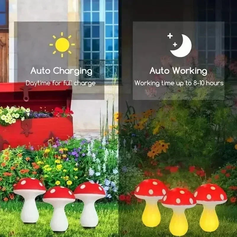 Solar mushroom lights for wedding and festive yard atmosphere