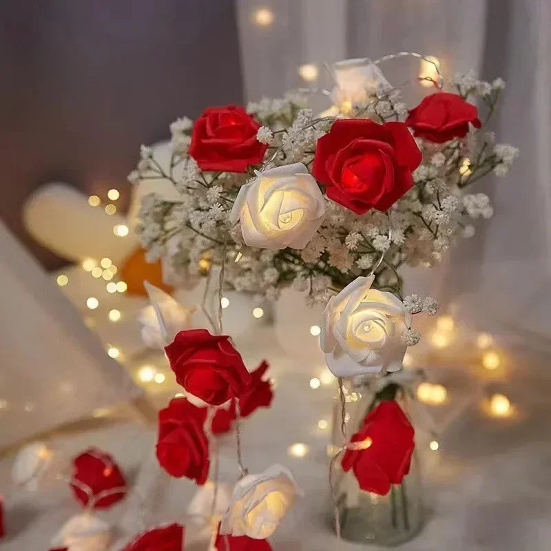 Rose flower LED string lights for wedding and party night decoration garland