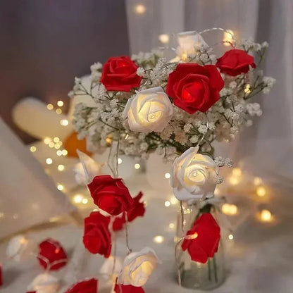 Rose flower LED string lights for wedding and party night decoration garland