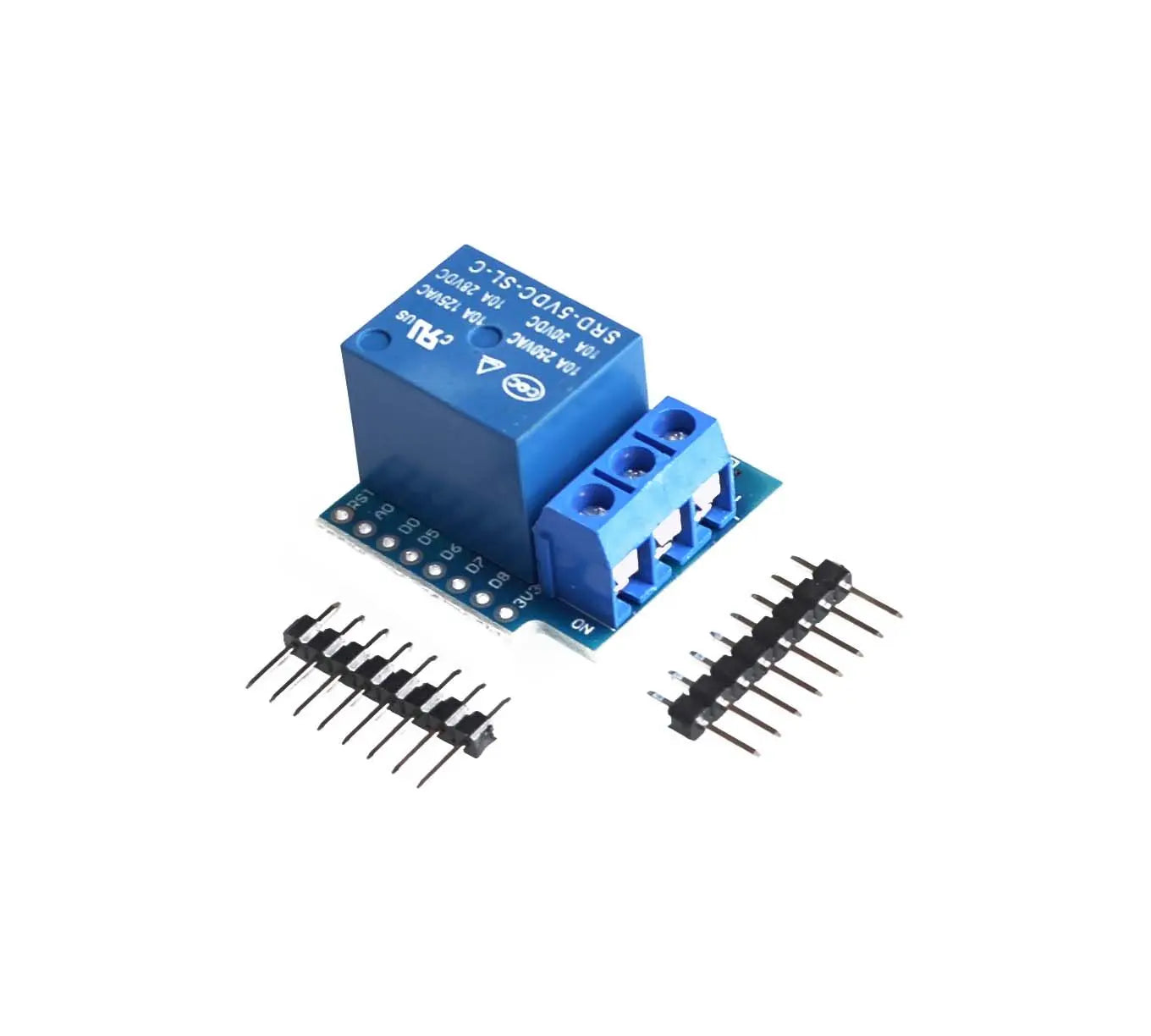 Wemos D1 Mini 1-channel relay shield module for ESP8266 development board, ideal for IoT and DIY electronics projects