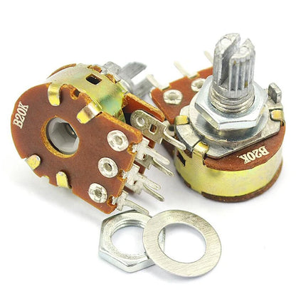 WH148 6-pin dual stereo potentiometer with 1K to 500K range, suitable for amplifiers, audio circuits, and DIY electronics projects