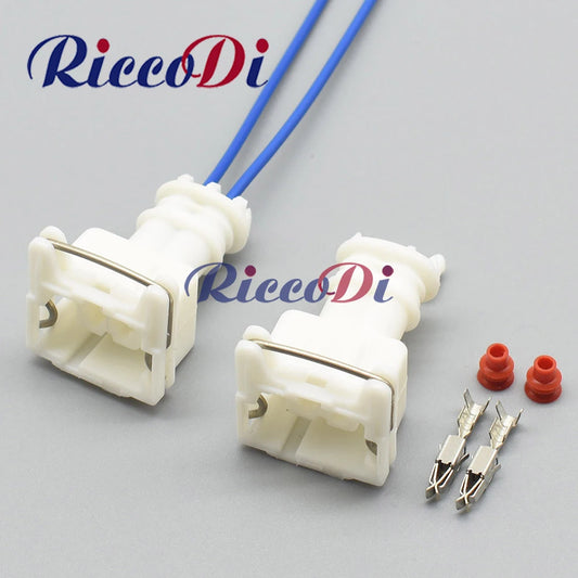 White 2-hole female automotive wire connector DJ7029Q-3.5-21 showing full plug design