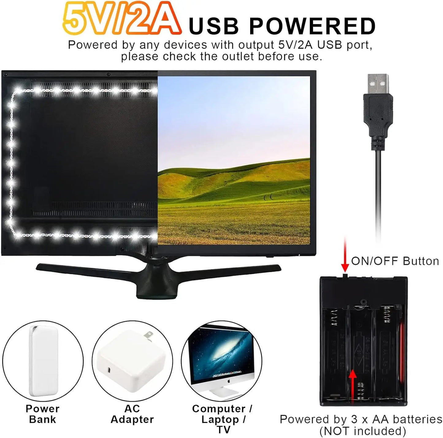 LED strip light white and warm white options