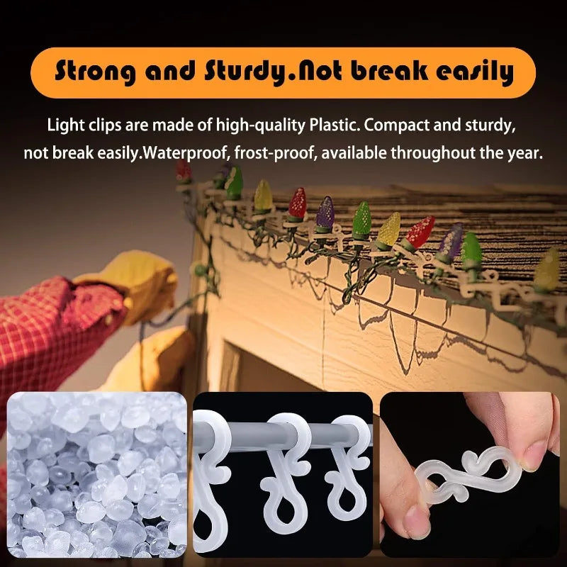 Set of wholesale Christmas lights clips and plastic gutter hooks for outdoor icicle and fairy lights installation