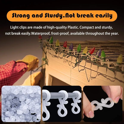 Set of wholesale Christmas lights clips and plastic gutter hooks for outdoor icicle and fairy lights installation