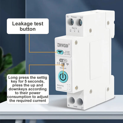 Tuya WiFi smart switch with remote control and wireless timer relay for home electrical safety and monitoring
