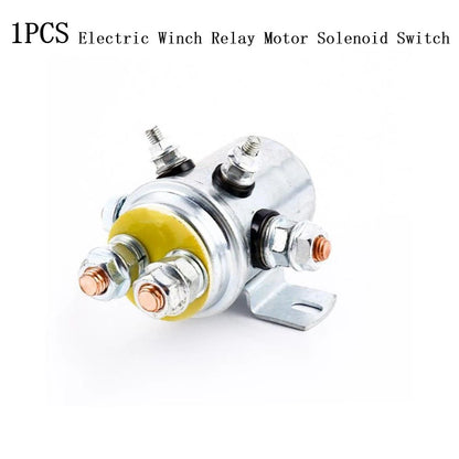 Close-up of 12V 600A solenoid for winch or tail lift on off-road recovery trucks