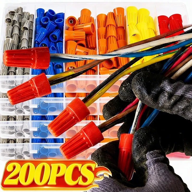 Wire Routing Cap 200/50PCS Wire Caps Assorted Colors Spring Spiral Connectors PVC Insul ...