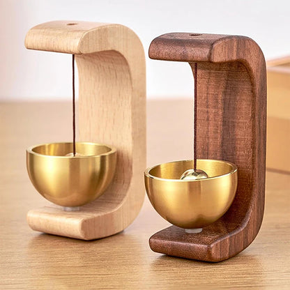 Wireless magnetic jingle bell door chime wooden brass hanging pendant