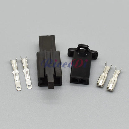 Side view of 2 pin sensor connector for automotive and motorcycle wiring harness