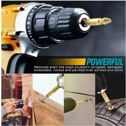 Woodworking screw extractor set for broken bolt removal