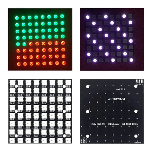 8x8 WS2812 5050 RGB LED matrix module for Arduino, programmable full-color display panel