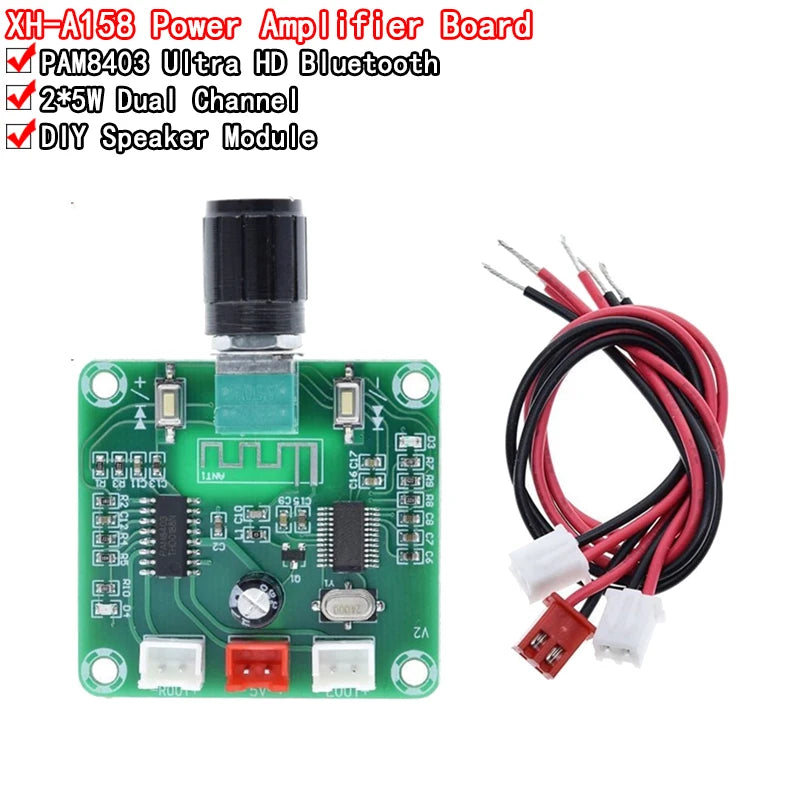 XH-A158 Bluetooth 5.0 PAM8403 mini wireless speaker amplifier board 5W×2 for DIY audio projects