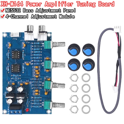 XH-M164 NE5532 4-channel stereo preamp tone board with adjustable high, mid, and low frequencies for audio projects