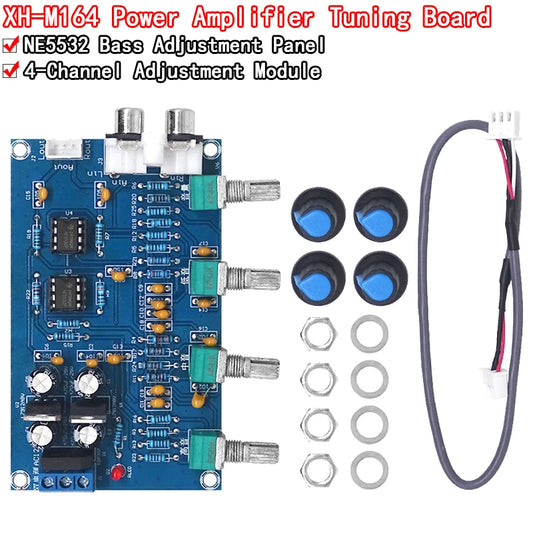 XH-M164 NE5532 4-channel stereo preamp tone board with adjustable high, mid, and low frequencies for audio projects