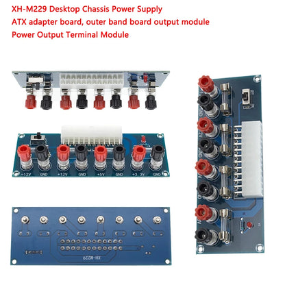 XH-M229 desktop ATX power supply adapter board with output and terminal modules for DIY electronics and PC projects