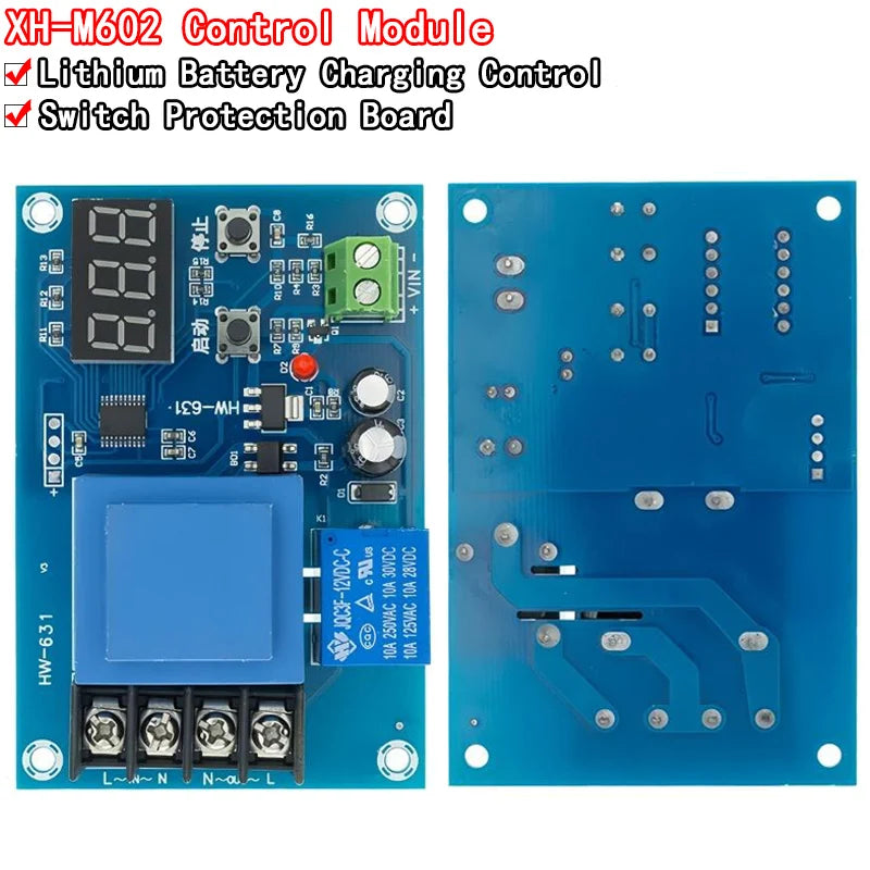 XH-M602 digital lithium battery charge control module with built-in protection board, ideal for DIY battery charging projects and battery management systems