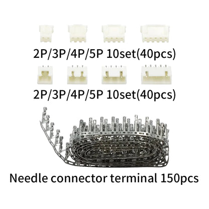 XH2.54 terminal connector kit with 2P 3P 4P 5P male and female housings, 2.54mm pitch, ideal for electronics wiring and DIY projects