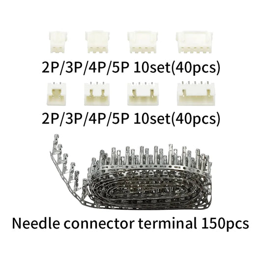 XH2.54 terminal connector kit with 2P 3P 4P 5P male and female housings, 2.54mm pitch, ideal for electronics wiring and DIY projects