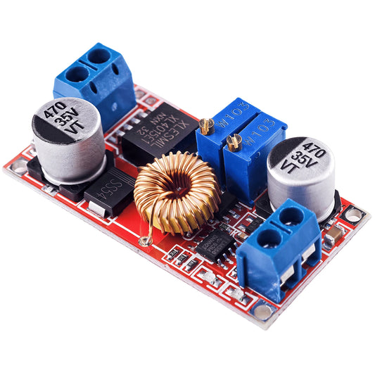 XL4015 5A DC-DC step-down converter module with adjustable constant current and voltage, suitable for LED power and lithium battery charging DIY projects