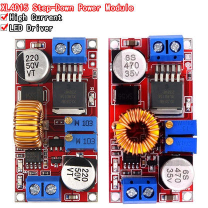 XL4015 5A DC-DC step-down module for lithium battery charging and LED power conversion with CC/CV control