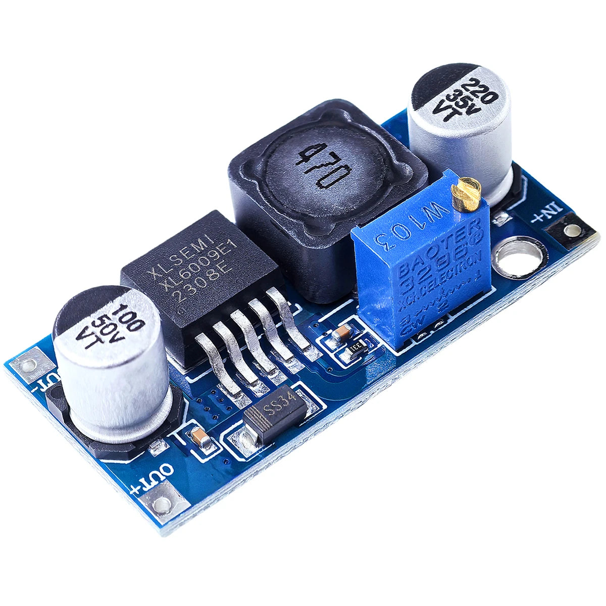 XL6009 DC-DC adjustable step-up boost converter module, 15W input 3-32V to adjustable 5-35V output, 4A power supply board for DIY electronics and Arduino projects