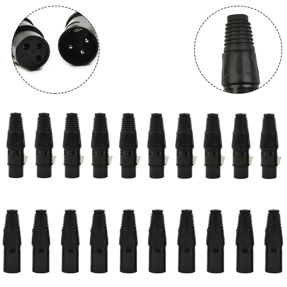 XLR DMX MIC cable connector structure with 3-pin male and female plugs, ideal for audio and microphone connections
