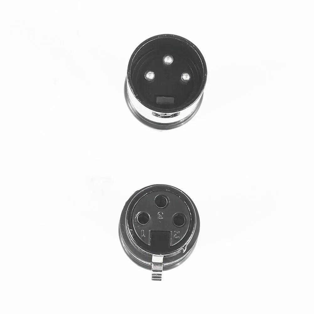 3-pin XLR DMX audio microphone cable connector showing male and female plug configuration for signal transmission