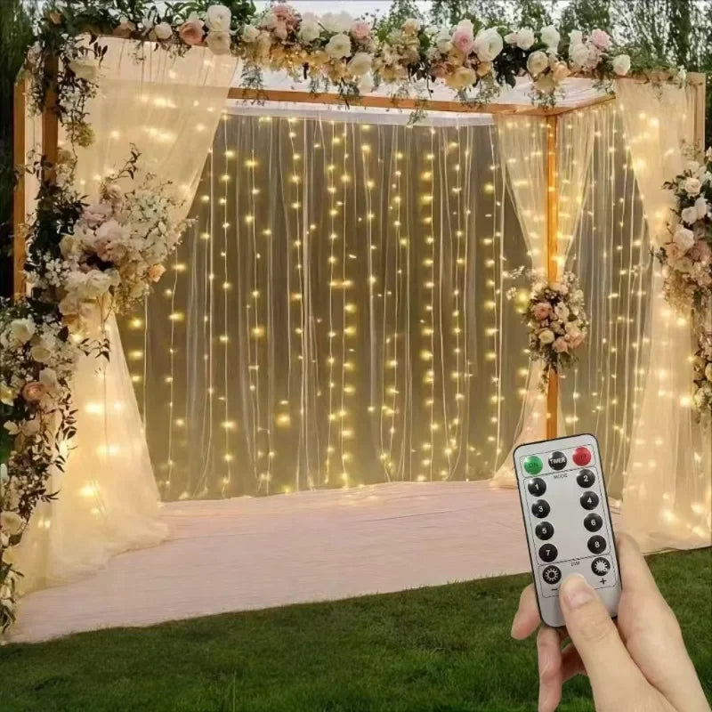 Xmas holiday LED string fairy curtain lights USB powered, 8 modes, remote controlled, 3x1M for bedroom and living room decor